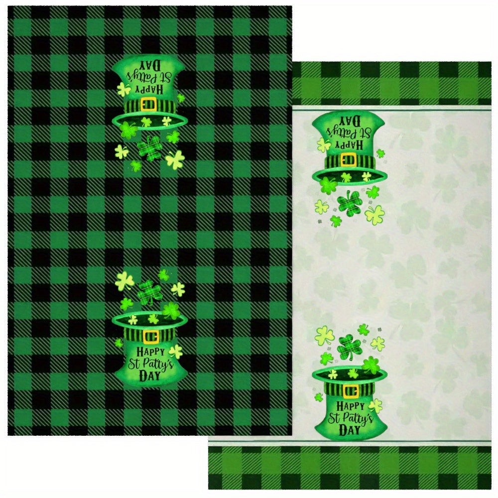 Ikki dona St. Patrick's Day choy sochiq, 45x66cm, so'radigan, tez quriydigan, shamrock bilan