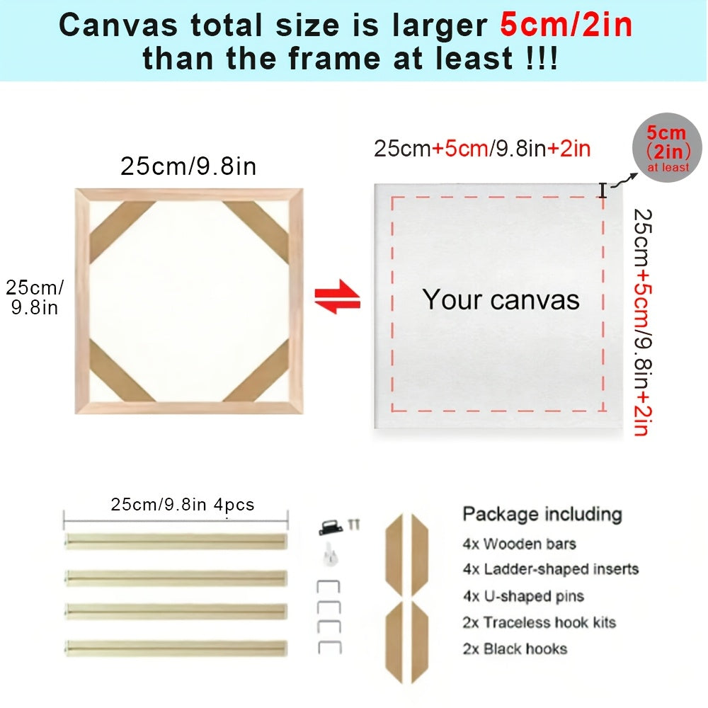 Wood Canvas Stretcher Frame Kit for Gallery Wrap Oil Paintings Wall Art