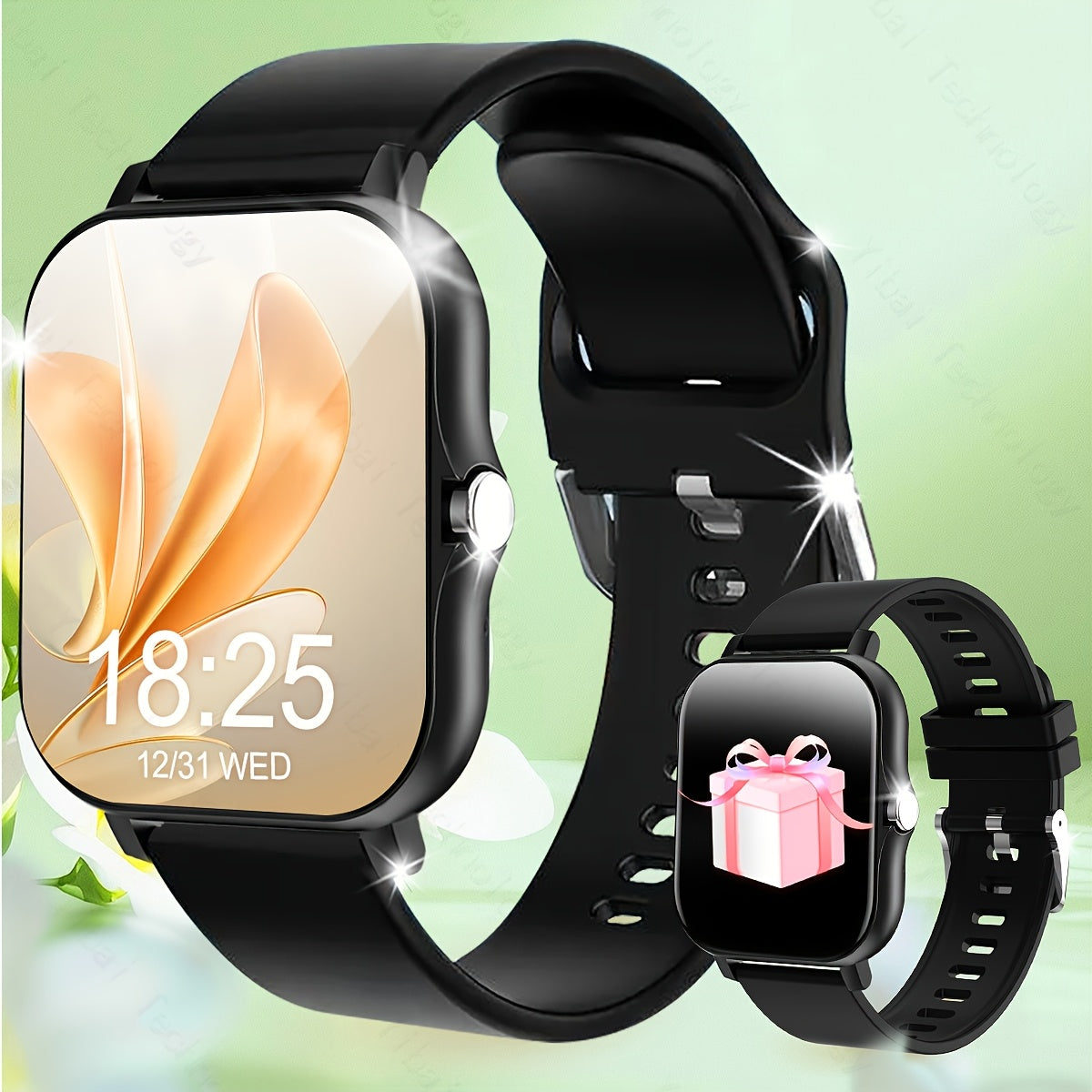 Smartwatch 1.83 Inch HD Screen Large Battery Wireless Call Fitness Tracker for Outdoor Activities Black