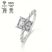 Потрясающее обручальное кольцо из серебра 925 пробы с покрытием из моиссанита, с солитером 2 карата и акцентами, в гипоаллергенном стерлинговом серебре. Идеальное свадебное кольцо для женщин, отличный подарок на годовщину, приходит в подарочной коробке.