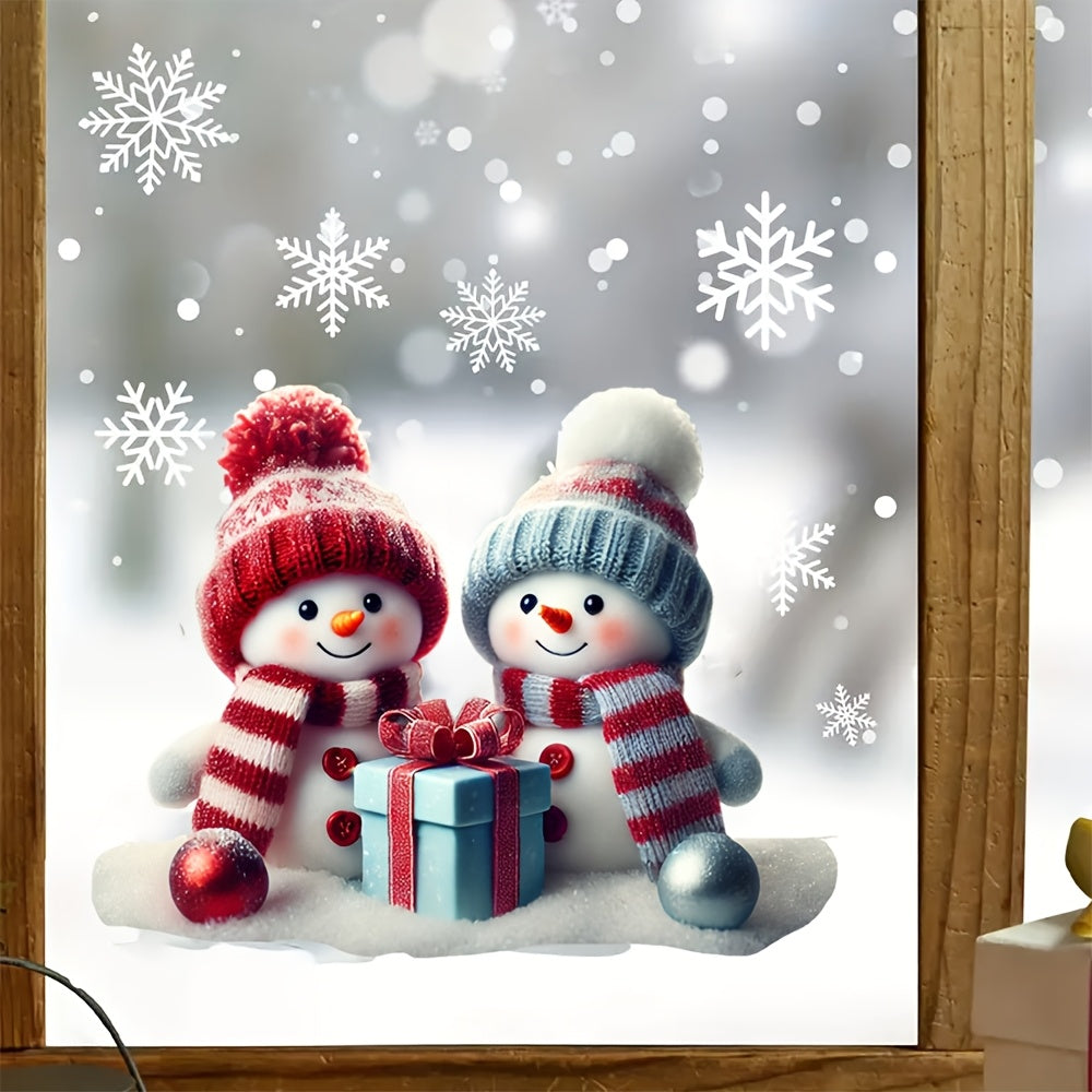 Christmas Snowman Window Sticker Double-Sided PVC Holiday Decor