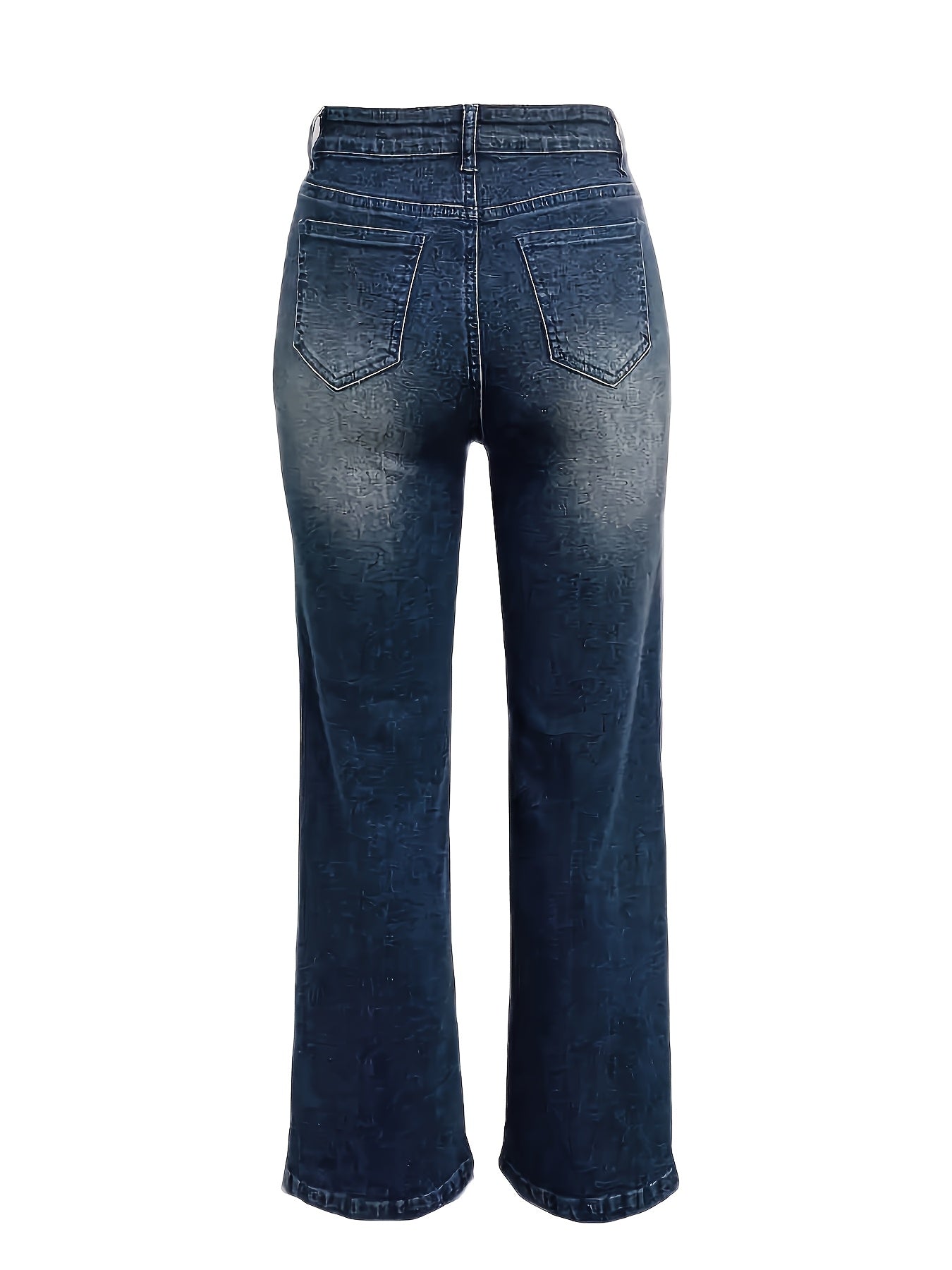 Jeans rectos de mezclilla elástica para mujer talla grande, azul claro, casual