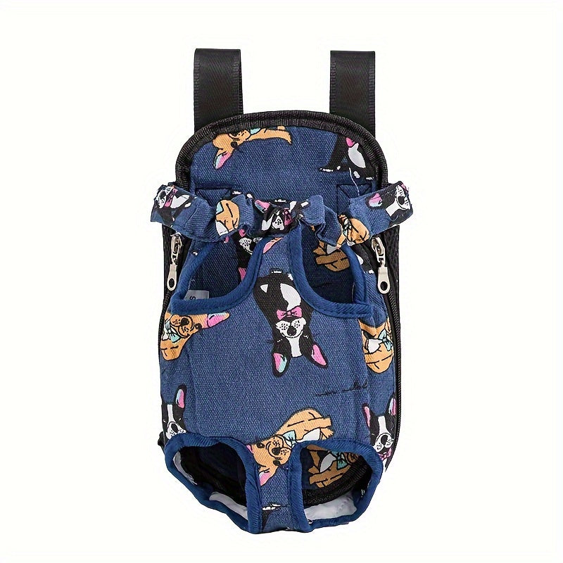 Adjustable Pet Carrier Backpack for Small to Medium Dogs and Cats Polyester with Shoulder Pad