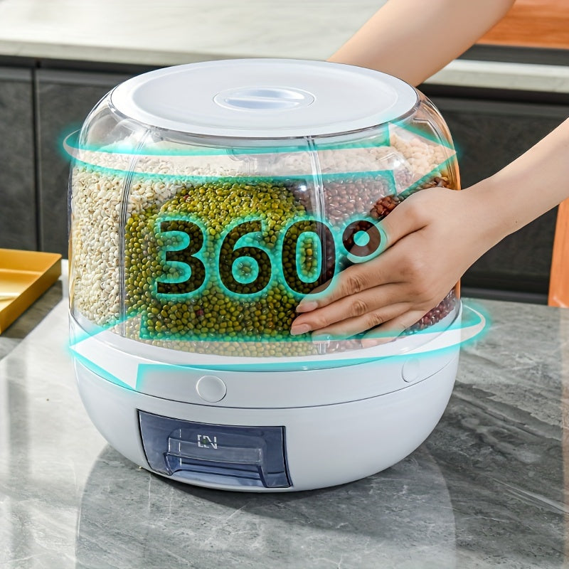 Large Capacity Rotating Rice Dispenser Airtight Grain Storage Container 5kg 10kg