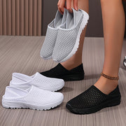 Women's Lightweight Slip-On Mules Sneakers Breathable Mesh White Casual