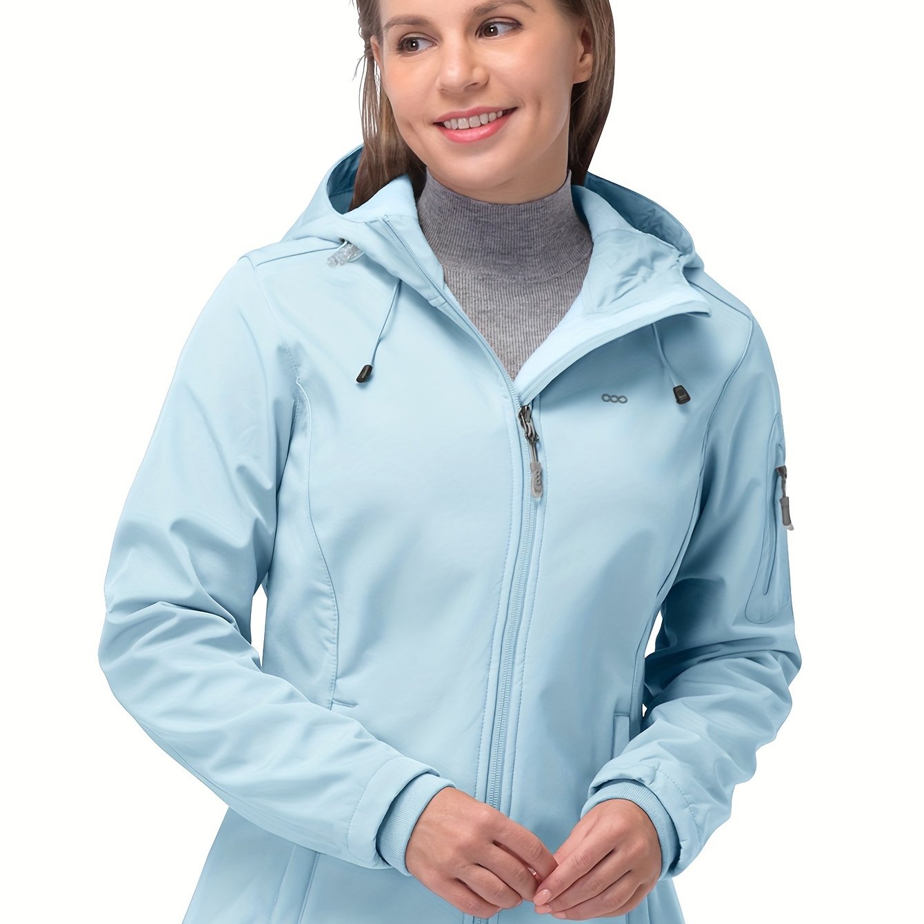 Women's Softshell Windproof Hooded Jacket Fleece Lined Warm Lightweight Outdoor