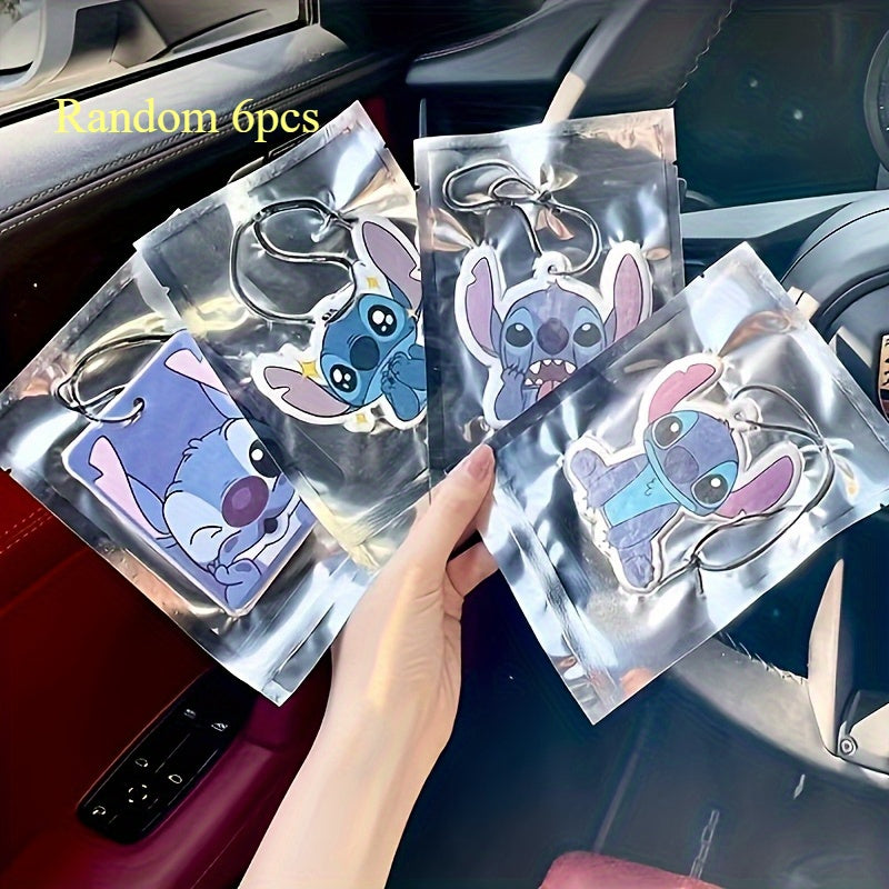 6pcs Cartoon Air Freshener Keychains for Car, Closet, Study Area, Durable Fragrance