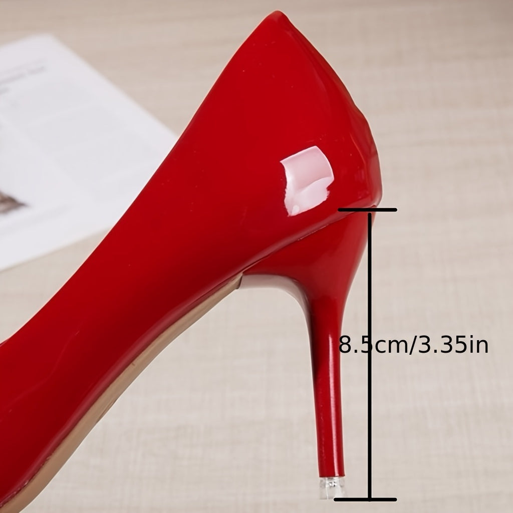 Women's Wine Red Patent High Heels Pointed Toe Pumps for Dressy or Casual Wear