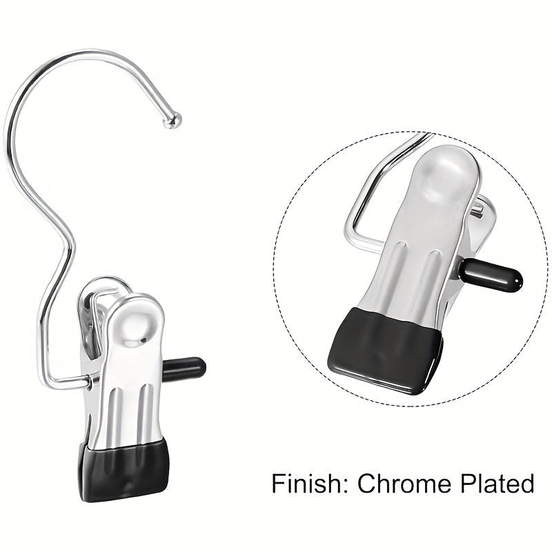 Set of 20 Stainless Steel Multi-Use Clips with Hooks for Laundry and Storage