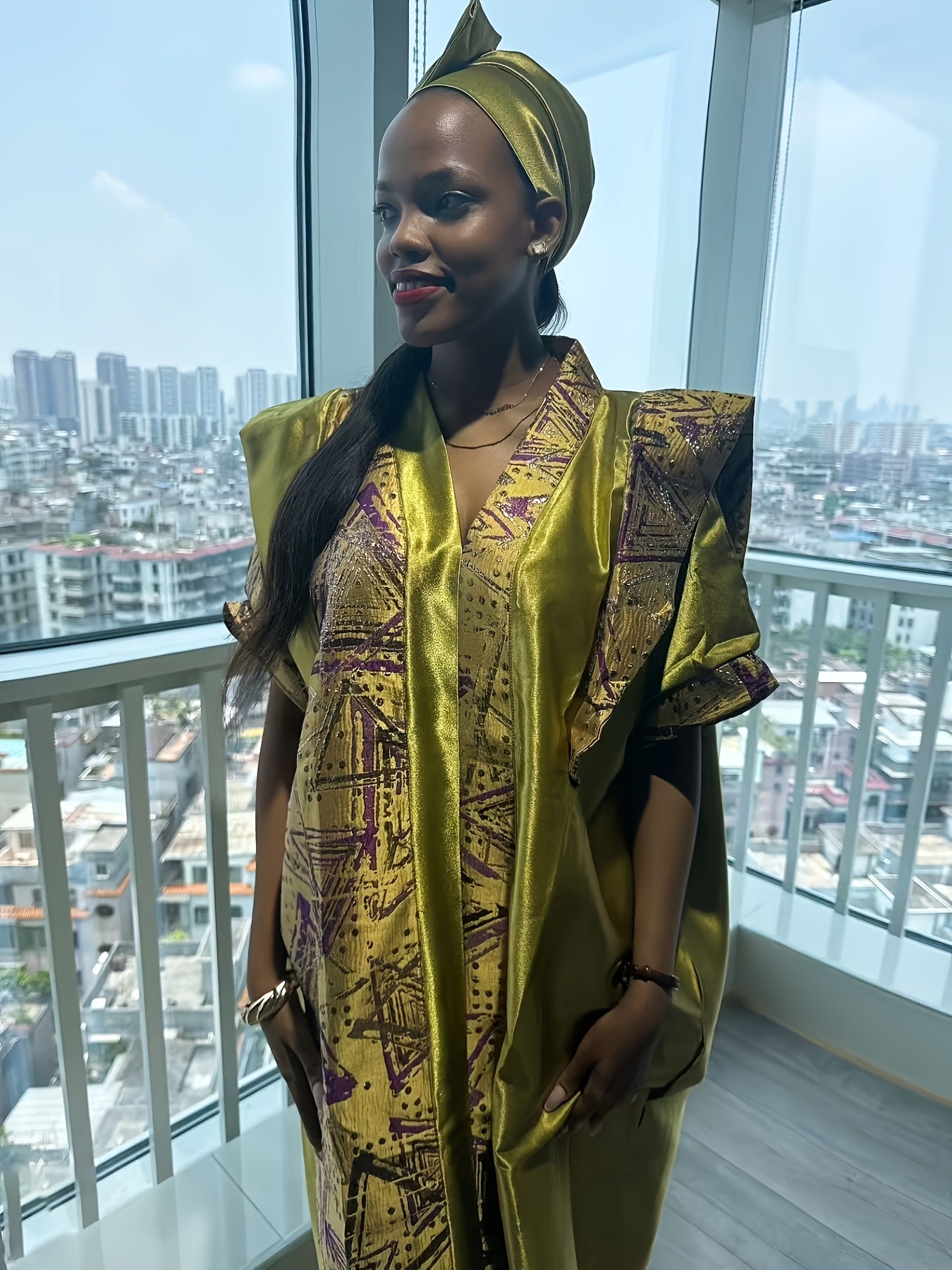 Plus Size Women's V-Neck Long Dress Color Block Asymmetrical Hem Lightweight Dress