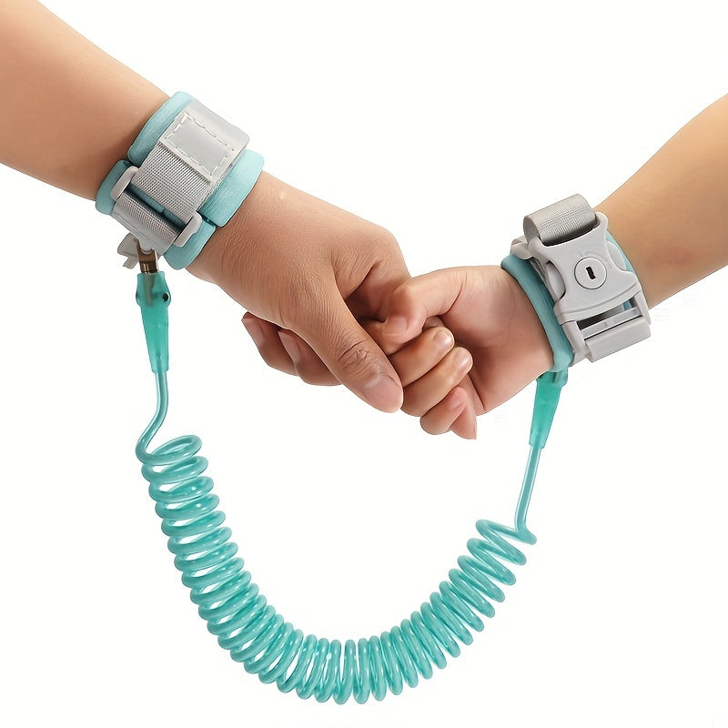 Kids Safety Wrist Strap Blue TPU Anti-Lost Walking Harness Adjustable Cord for Active Children