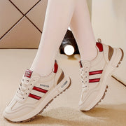 Women’s Low-Top Sneakers Beige Striped Anti-Slip Breathable All-Season Shoes