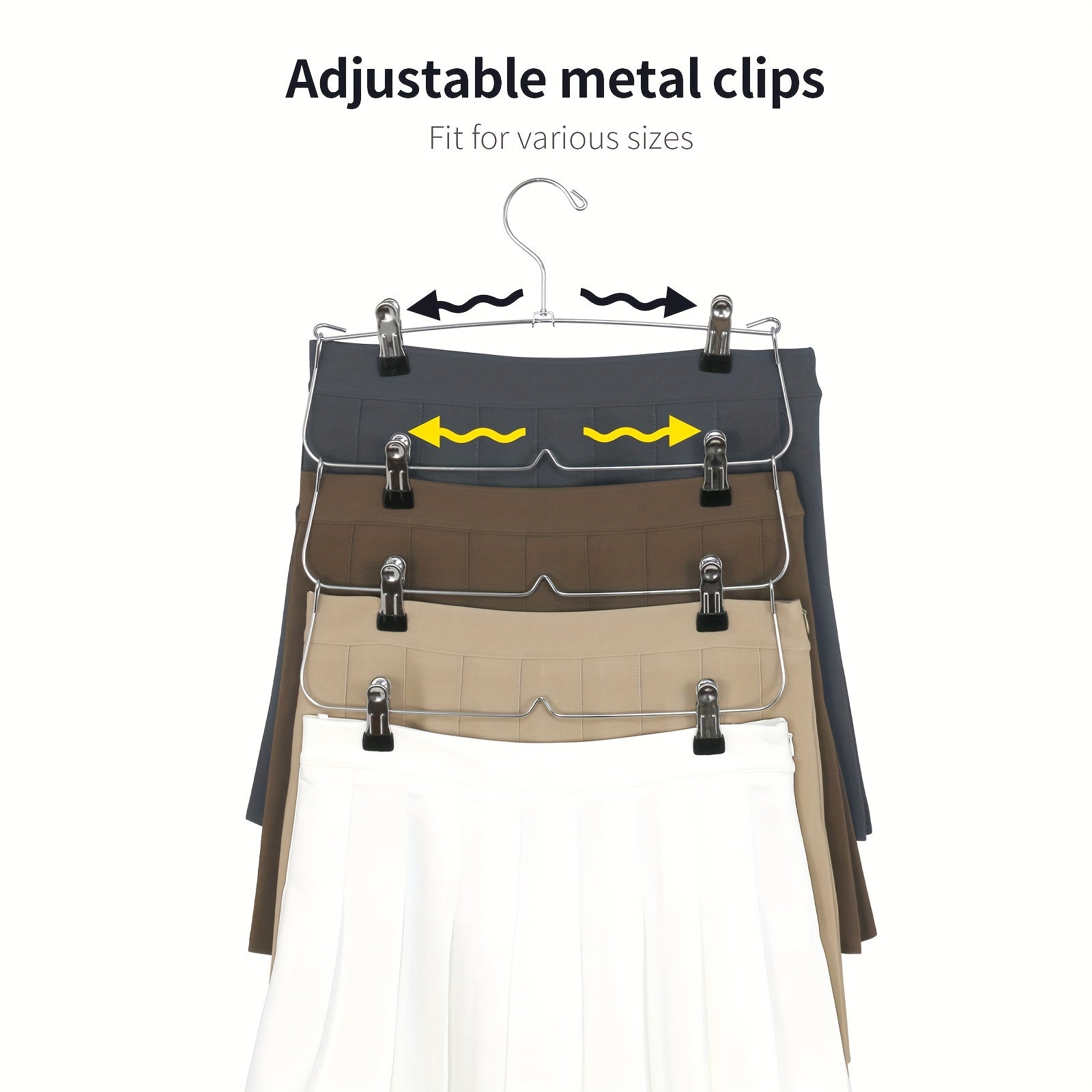 Perchero de armario de acero inoxidable con diseño antideslizante y clips de alta resistencia