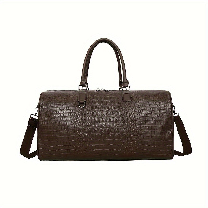 Faux Leather Crocodile Pattern Gym Tote Bag for Travel and Weekend Trips