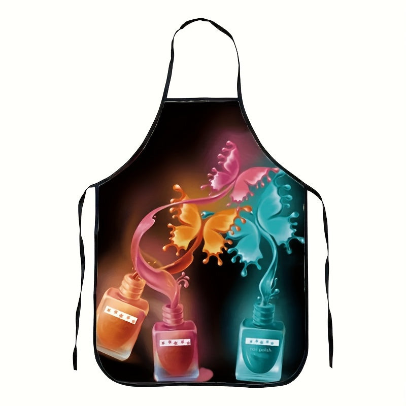 Woven Polyester Kitchen Apron Sleeveless Adjustable Neck Nail Polish Design