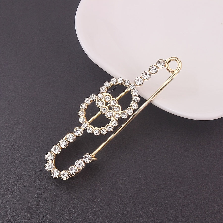 Set of 10 Elegant Faux Pearl and Rhinestone Brooches for Scarves and Cardigans
