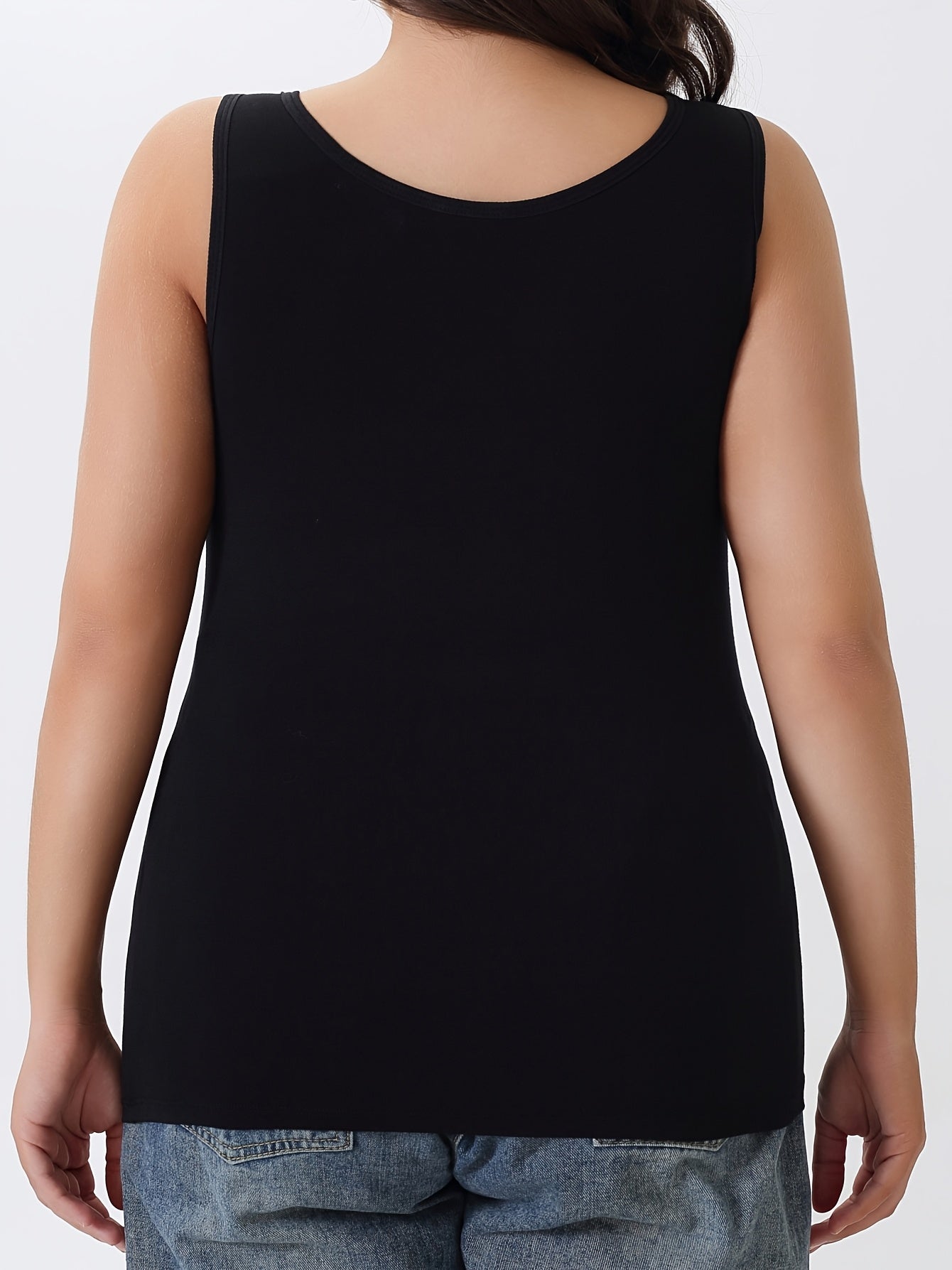 Plus Size Women's Wide Strap Tank Top with Built-In Bra Pad All-Season
