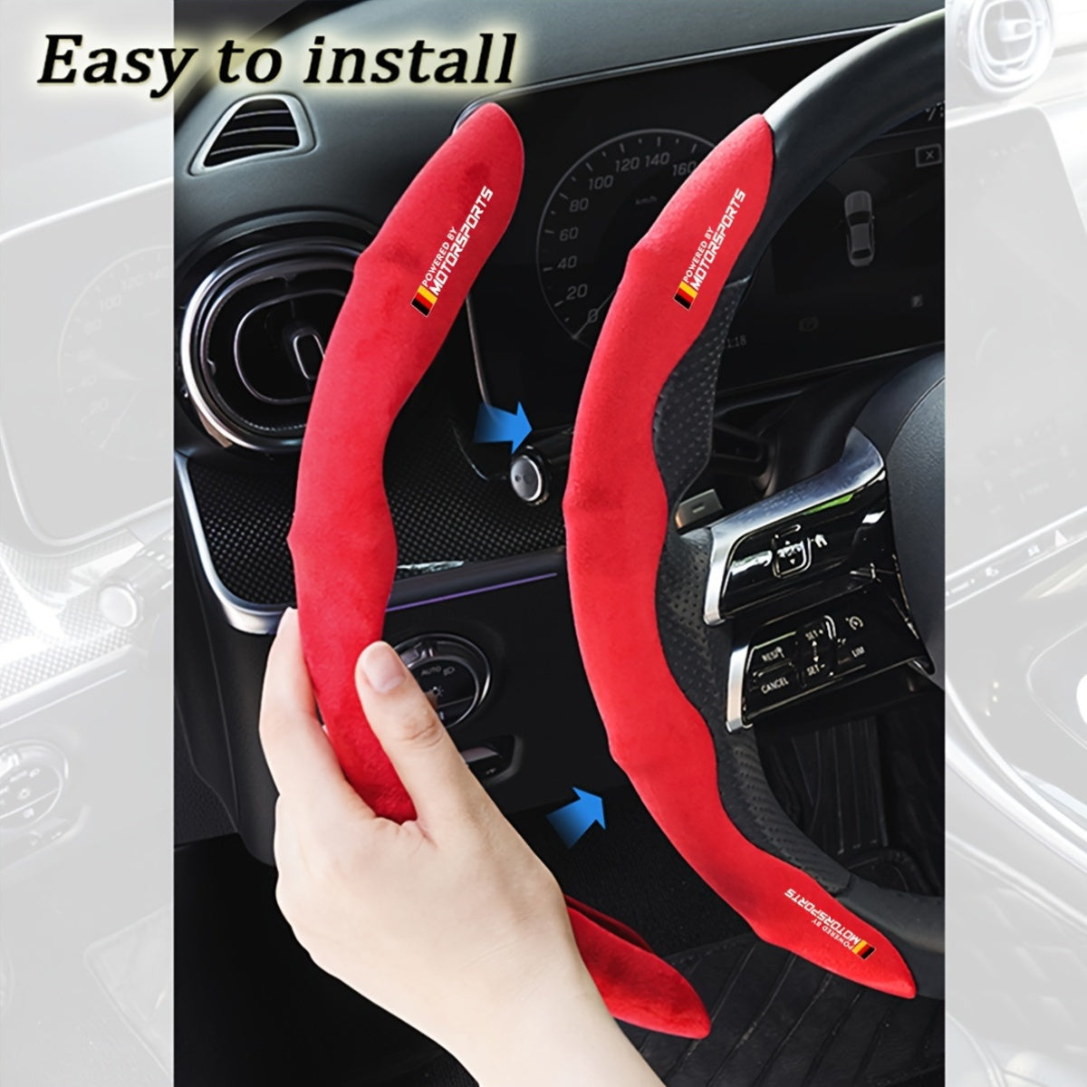 Fluffy Breathable Anti-Slip Steering Wheel Cover for 36-38cm Vehicles