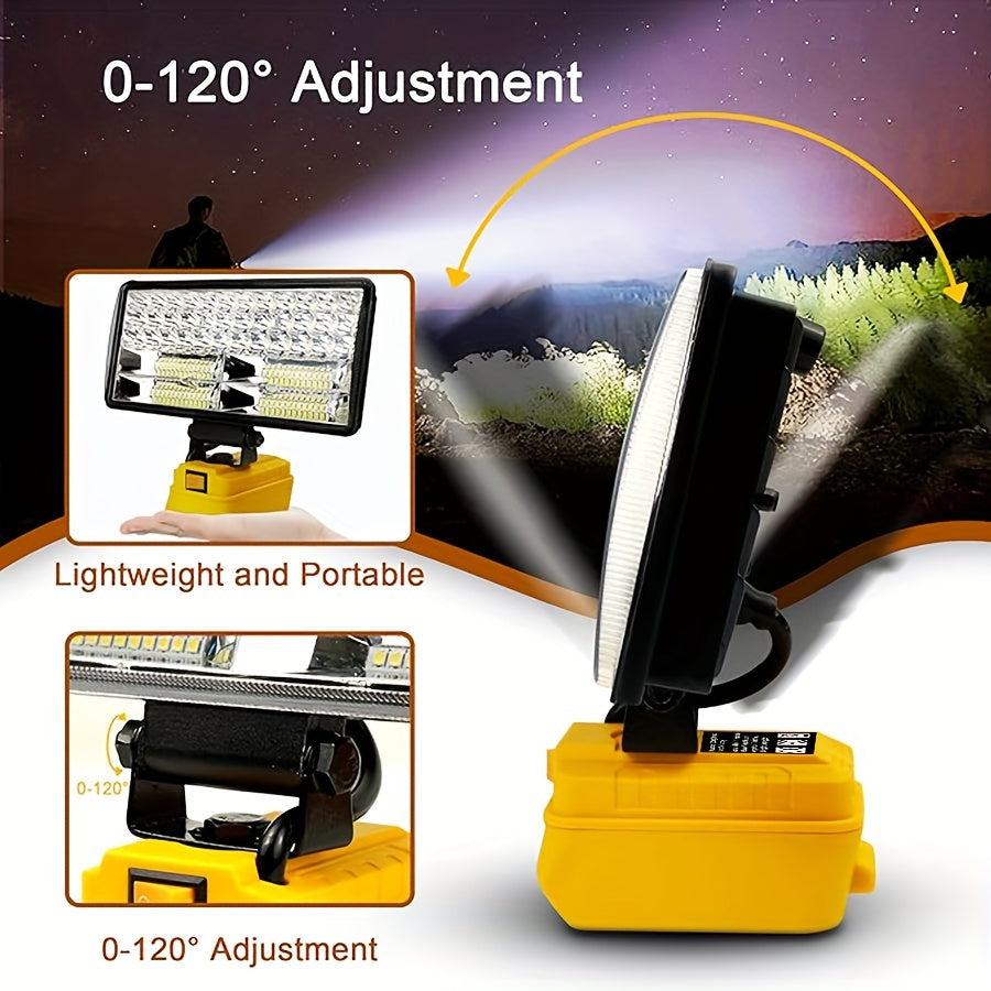 LED Work Light 20V MAX Battery Compatible Portable Recessed Plastic Outdoor Camping Job Site