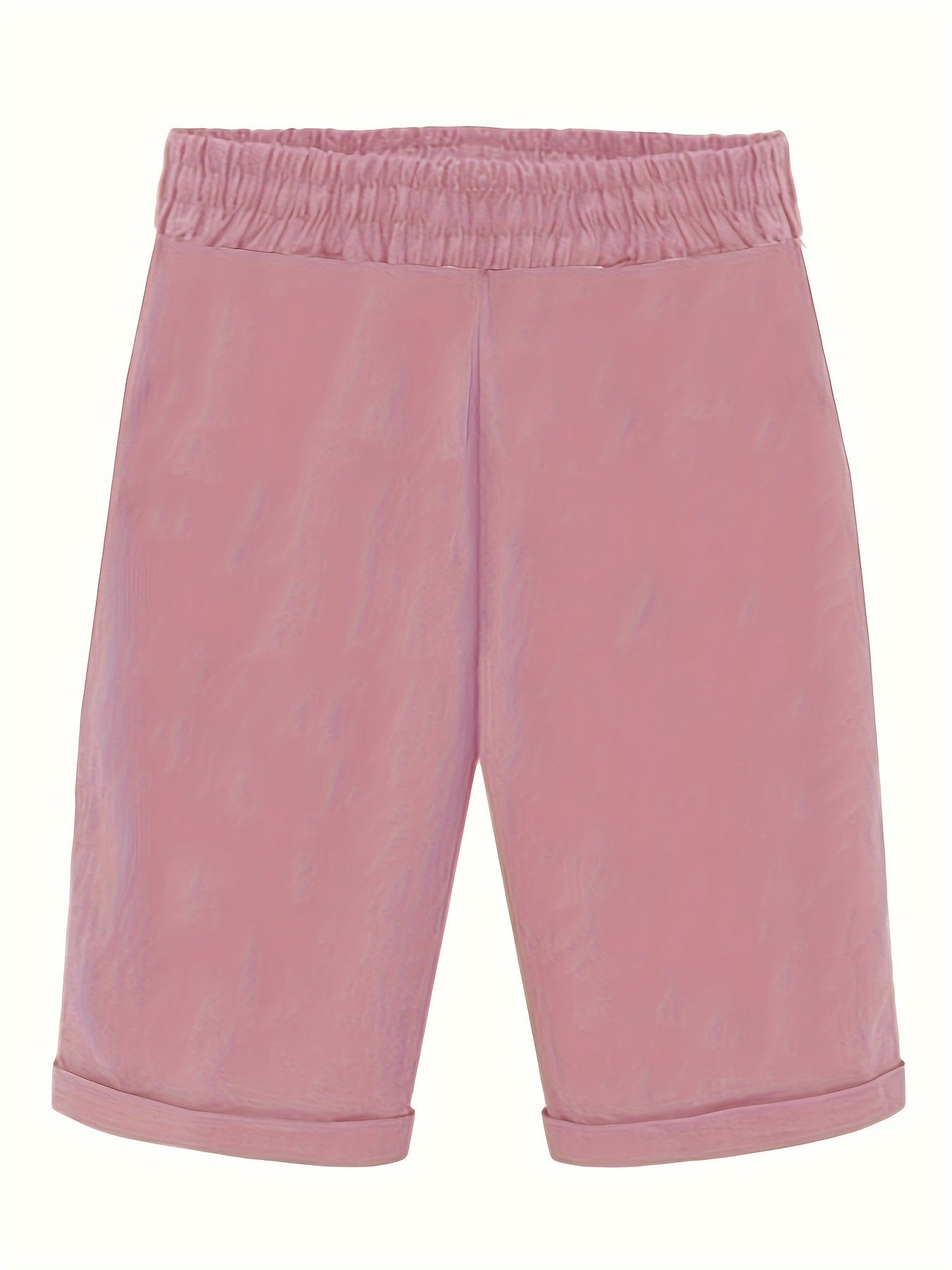 Women's Plus Size High Rise Drawstring Shorts with Pockets Solid Casual Cotton Stretch