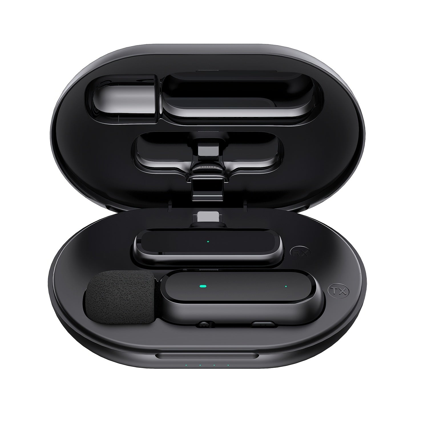 Wireless Tie Microphones Set for Android iPhone iPad with Charging Case Noise Cancelling Clip-On for Vlogging Recording and Live Streaming