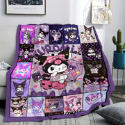 Kuromi Cartoon Flannel Throw Blanket for Kids and Adults Soft Cozy All-Season Bedding