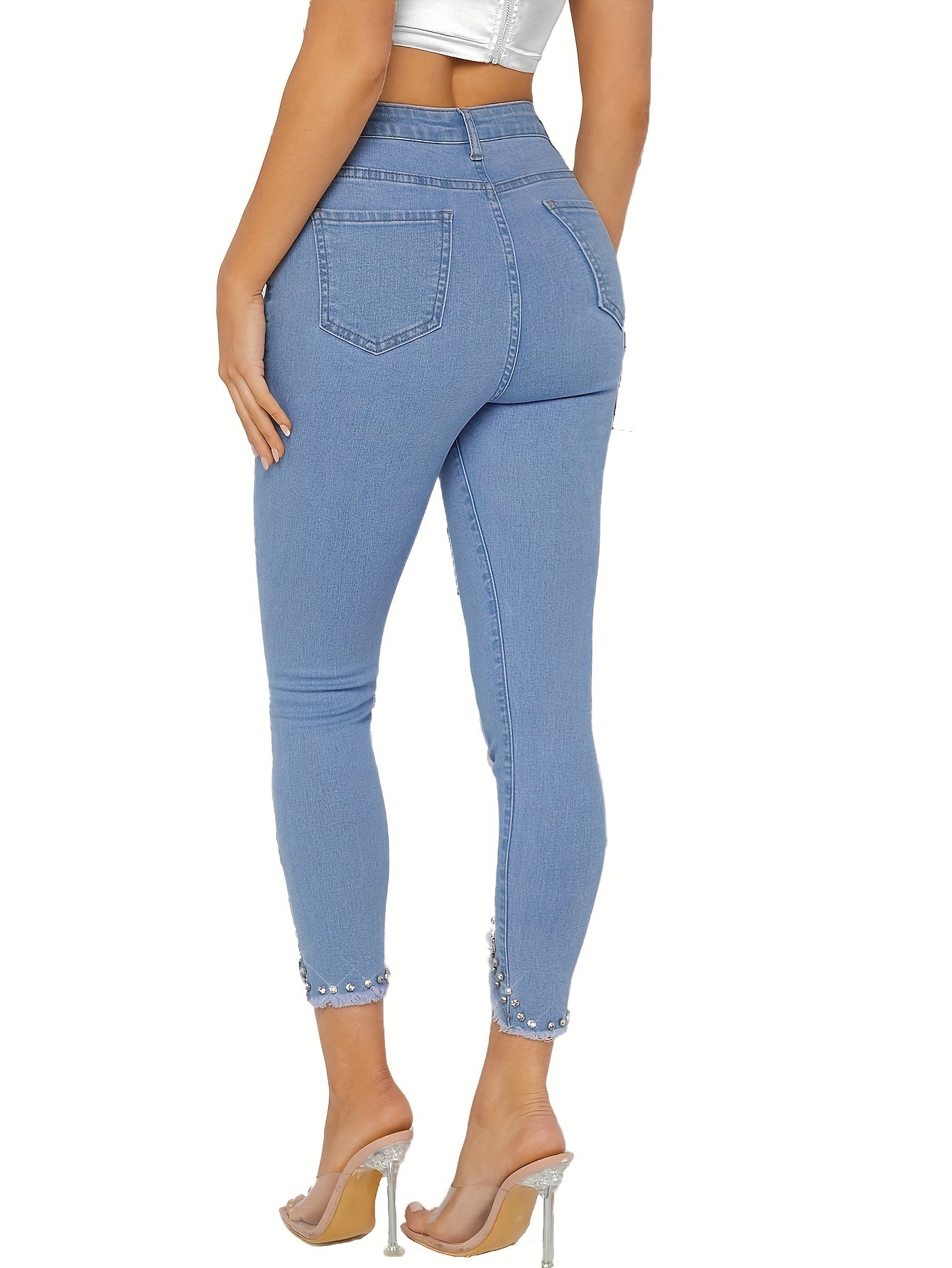 Women's Plus Size Slim Fit Elastic Diamond Hem Nine-Tenths Pants