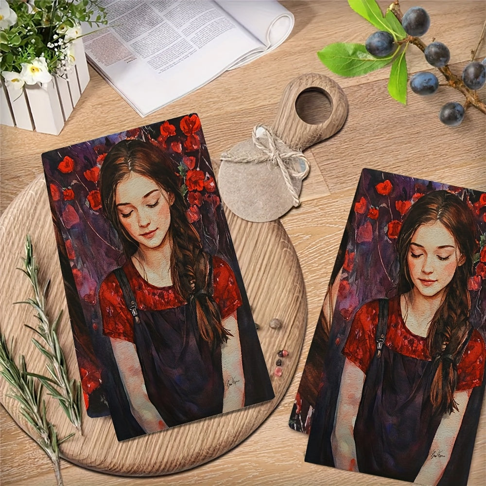 Juego de 2 toallas de cocina suaves y absorbentes para secar platos y decorar en vacaciones