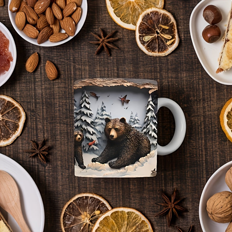 Black Snowy Bear UV DTF Decal for 11oz Mugs and Glassware Waterproof Scratch Resistant Oil Resistant