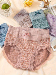 Bragas de encaje con ribete de encaje para mujer, ropa interior transpirable y elástica