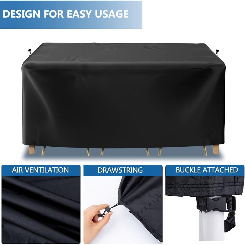 Funda para muebles de jardín de tela Oxford 210D, impermeable, para exteriores, protección de invierno, negro