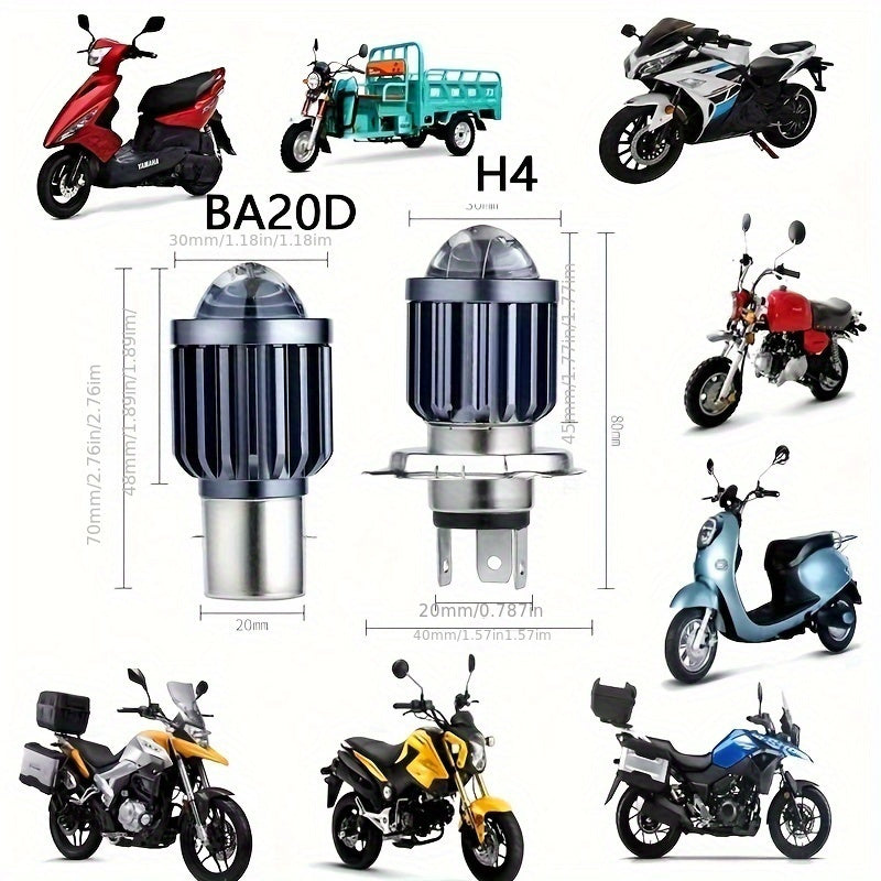 Motorcycle LED Headlight Bulb H4 Hi/Lo Beam 10000Lm Aluminum Shell