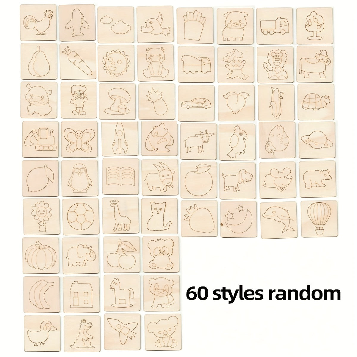 Set of 20 Wooden Painting Templates for Children and Teens Educational Doodling Art Crafts