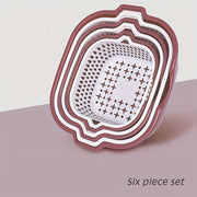 Juego de 6 cuencos de doble capa para lavar verduras con cestas de drenaje para cocina y baño