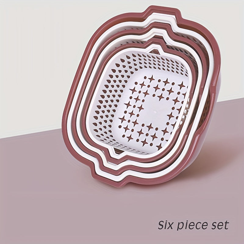 Juego de 6 cuencos de doble capa para lavar verduras con cestas de drenaje para cocina y baño