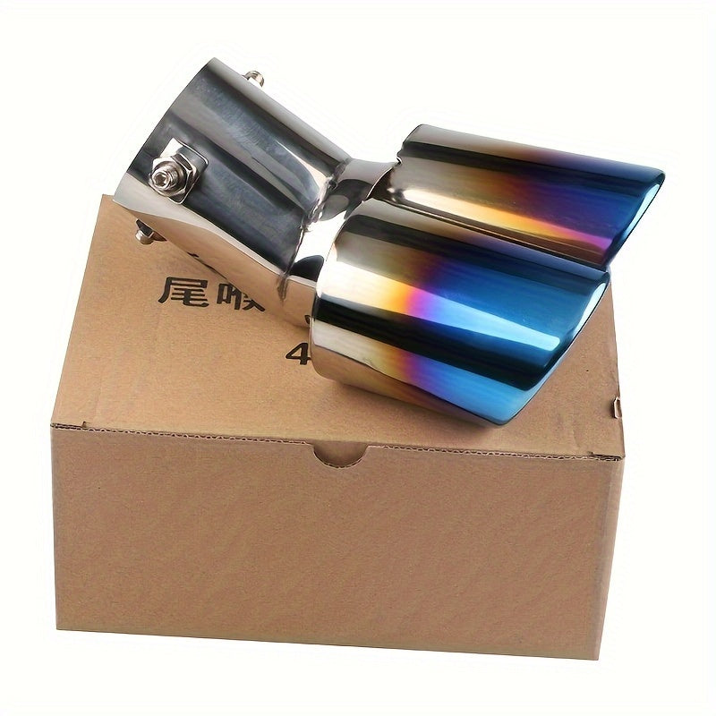 Stainless Steel Dual Exhaust Tips Blue Finish Easy Install Durable