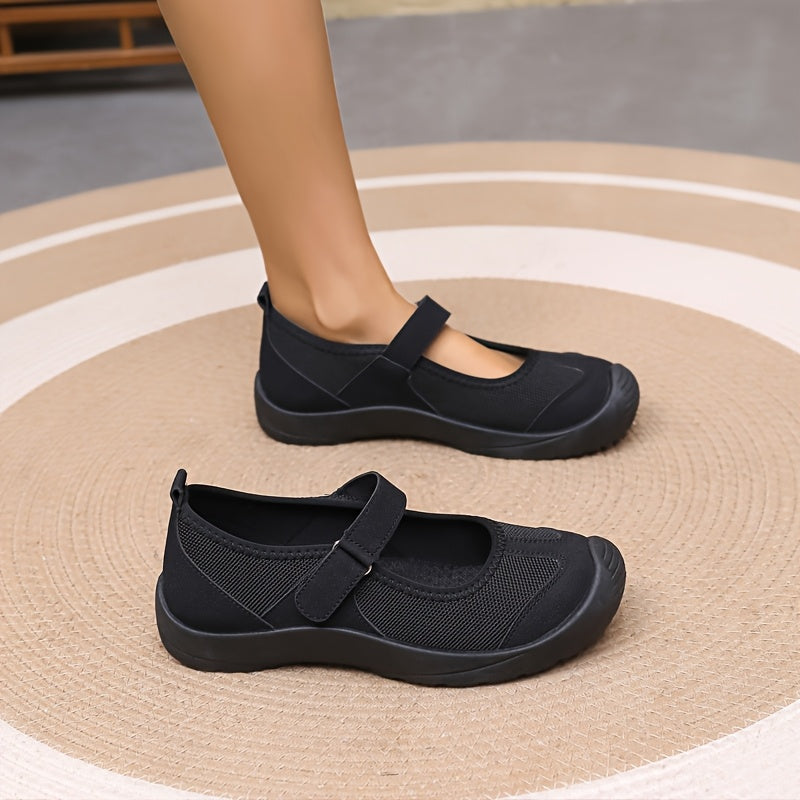 Zapatos planos negros tipo Mary Jane para mujer con correa ajustable y soporte para el arco