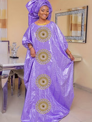 Women's Long Skirt Ankara Riche Dress With Scarf For Wedding Party