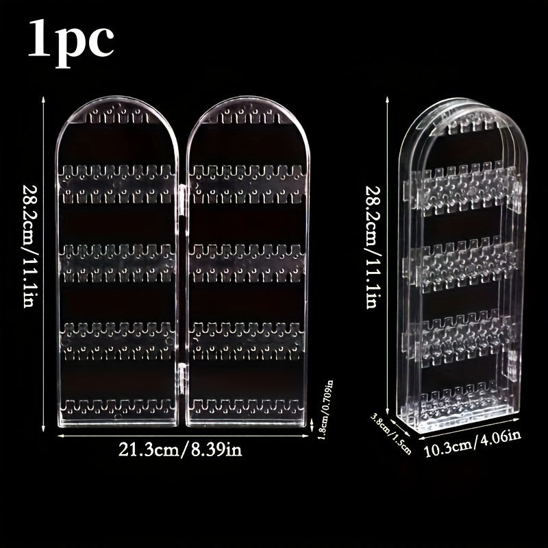 Foldable Jewelry Display Rack Transparent Plastic Stand for Earrings and Necklaces