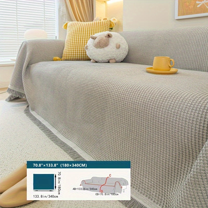 Zamonaviy Tassel divan qopqog'i xavfsiz mos keladi, chang va hayvonlardan himoya qiladi, tozalash oson