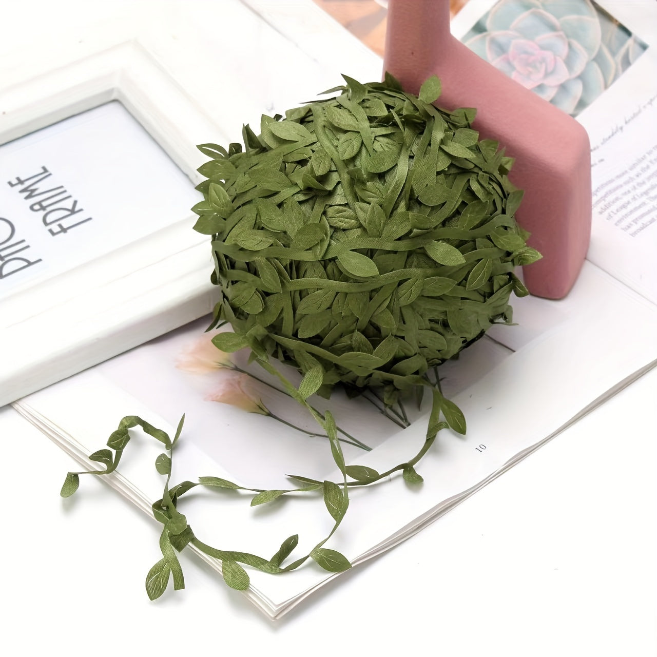 20m Pack of Green Faux Leaf Vines Artificial Greenery for Wreaths Home Decor and Gift Wrapping