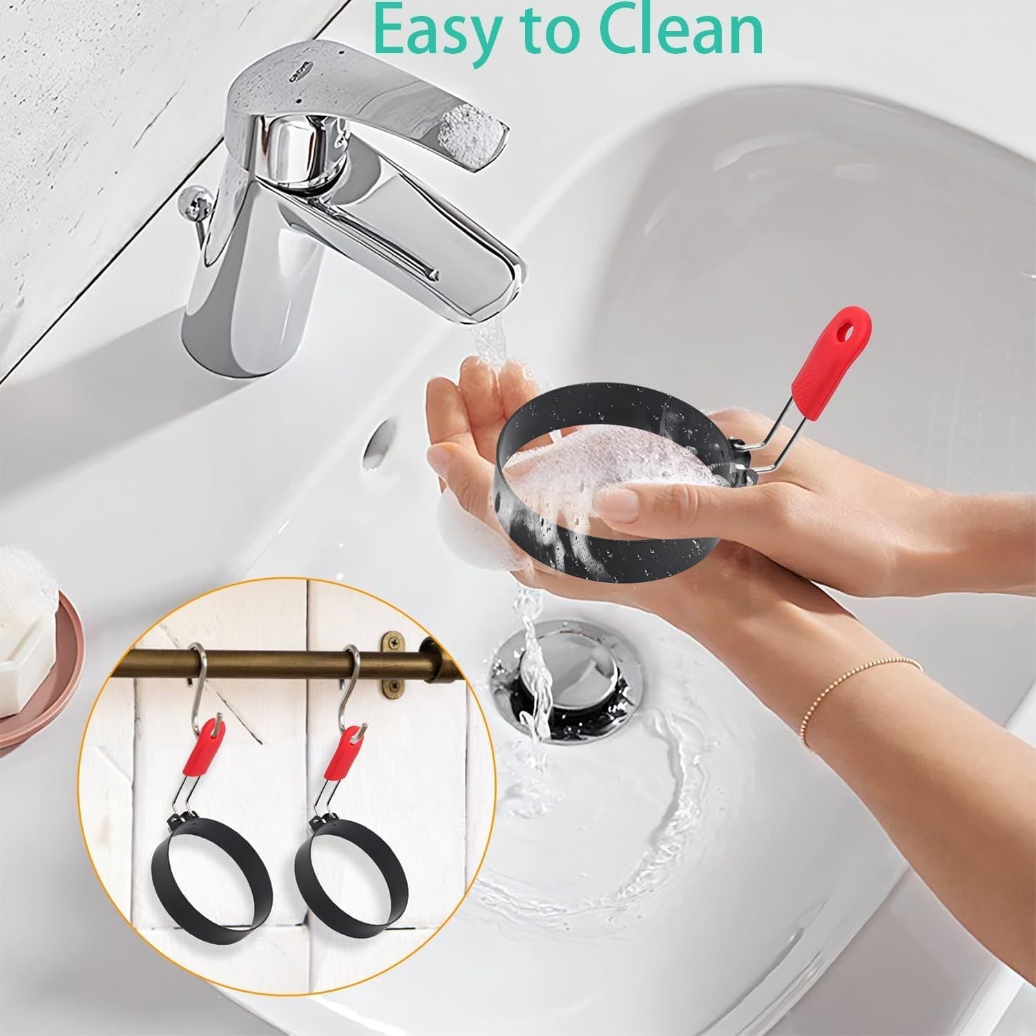 3.5-Inch Egg Molds with Silicone Grips for Waffles Pancakes and Breakfast