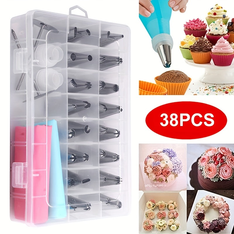 Cake Decorating Nozzle Set 38 Pieces with Bags, Nozzles, and Baking Tools