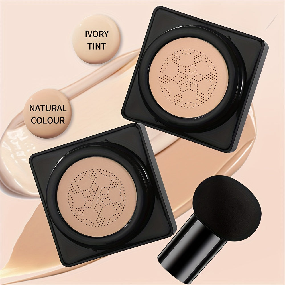 Crema de base con esponja de aire con setas para mujer, cobertura total, a prueba de agua