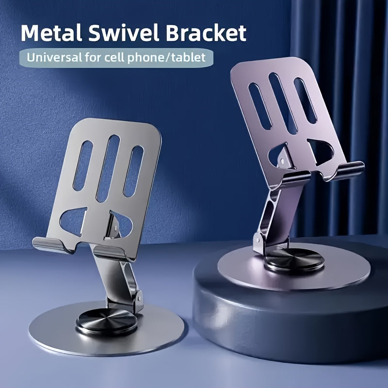 Universal Metal Phone and Tablet Holder 360° Rotating Foldable Desktop Stand for Devices 11.94-32.77 cm