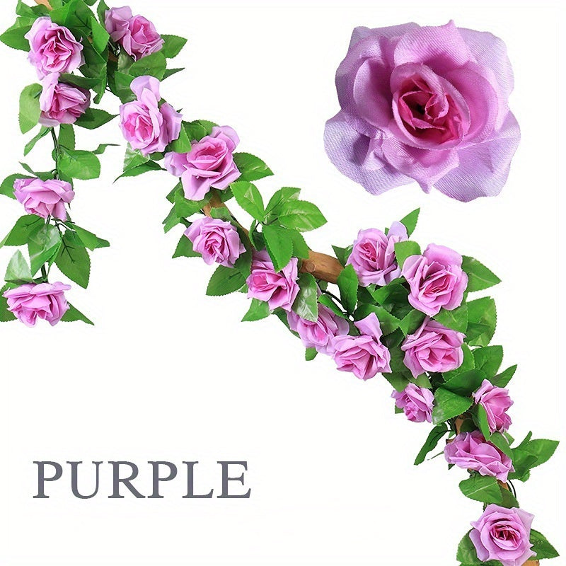 7.55ft Outdoor UV-Resistant Artificial Rose Vine for Garden Decor
