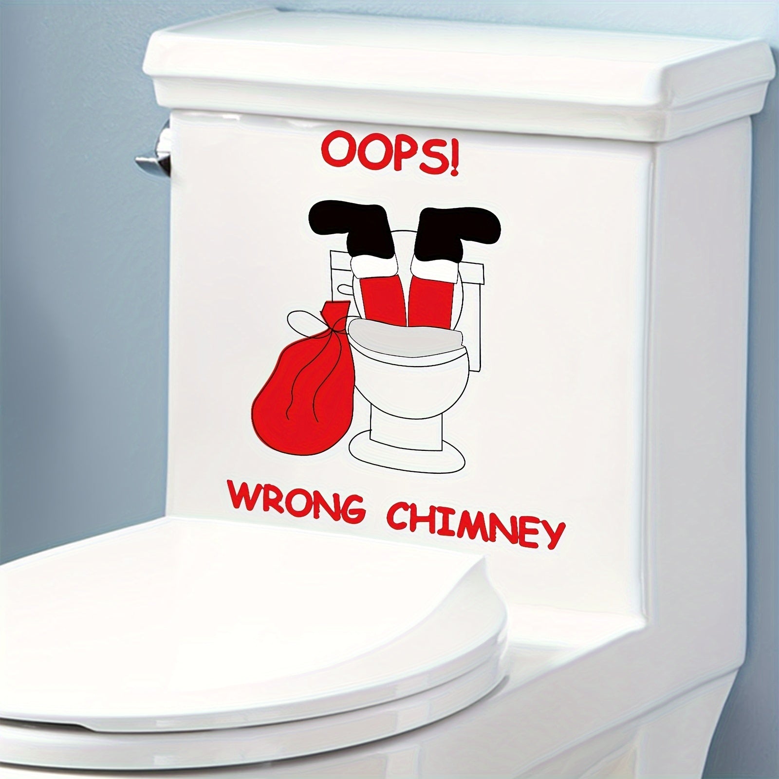 Adhesivo decorativo para tapa de inodoro de Santa festivo, de PVC autoadhesivo para superficies plásticas brillantes