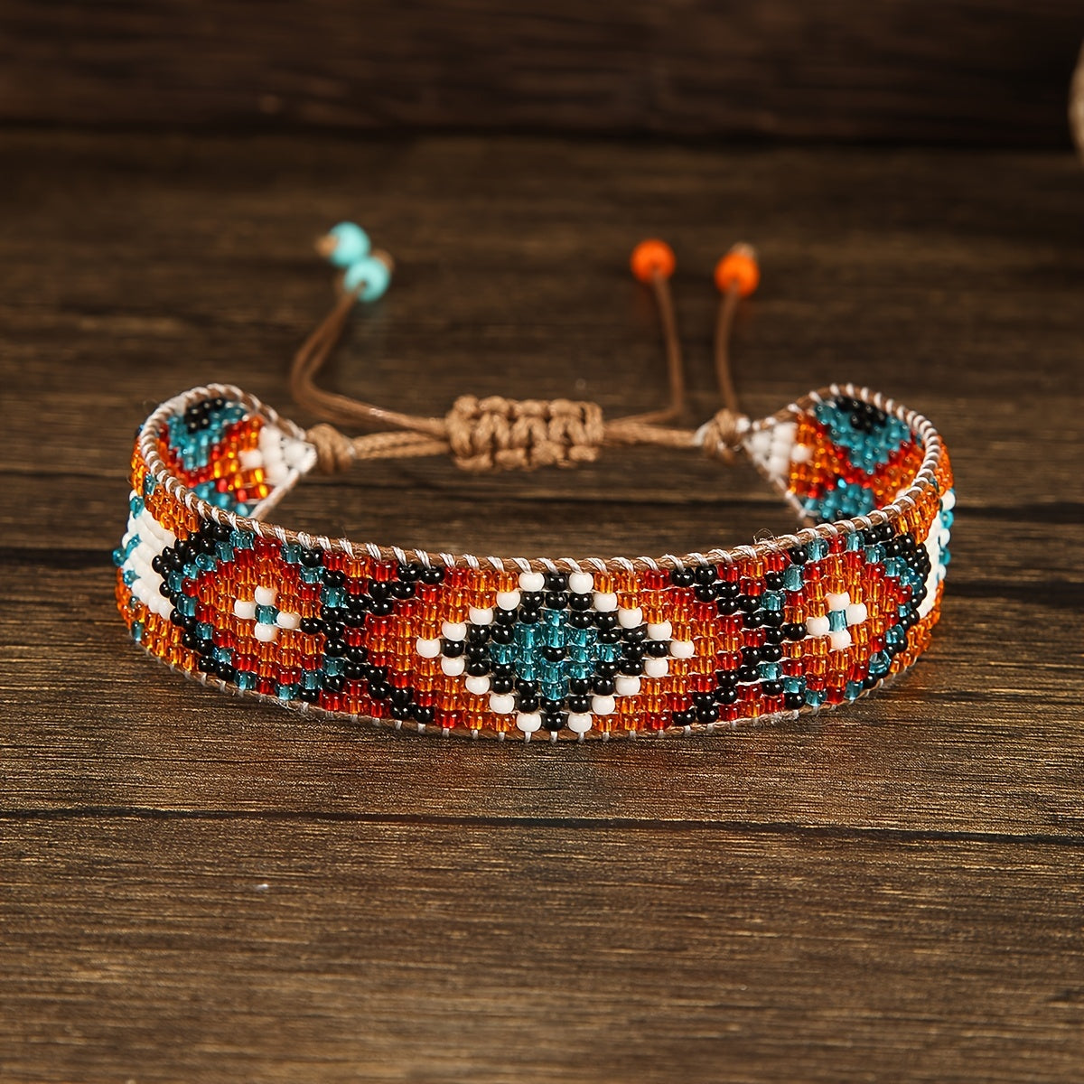 Bohemian Style Geometric Pattern Glass Beaded Women's Bracelet for Daily Wear