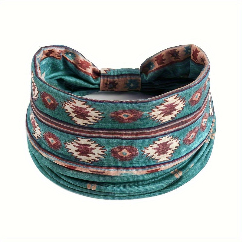 Women’s Boho Polyester Knit Crochet Headband for Yoga Running and Sports