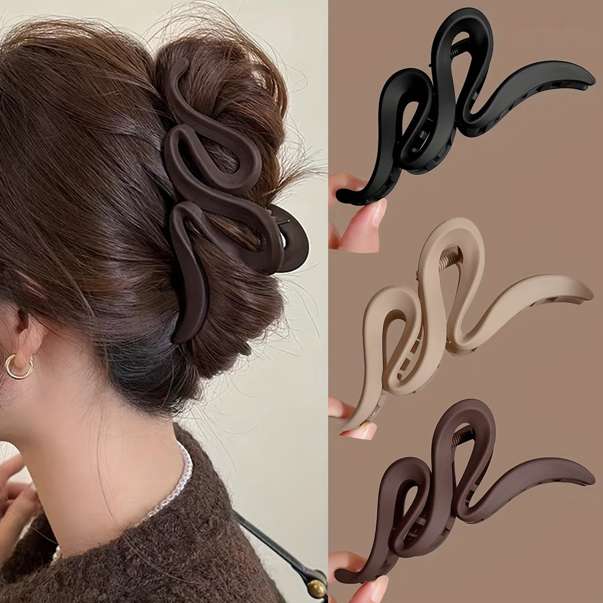 Vintage Style Resin Hair Claw Large Matte Wave Updo Clip for Women